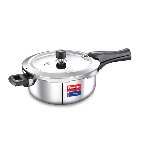 Prestige Svachh Triply Outer Lid Pressure Cooker with Unique Deep Lid for Spillage Control, 3.5 Litre, Silver 20704