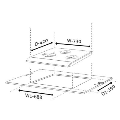 Glen 3 Burner Built-in Glass Hob Top 1073 SQ HT DB FFD (Flame Failure Device)