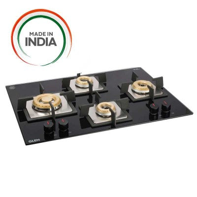 Glen 70 cm 4 Burner Built-in Glass Hob 1074 X SQ INBB TR FFD (Flame Failure Device) 