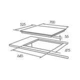 4 Burner Hob 70 Cm, DFS FB MFC 4B 70, Direct Flame Series