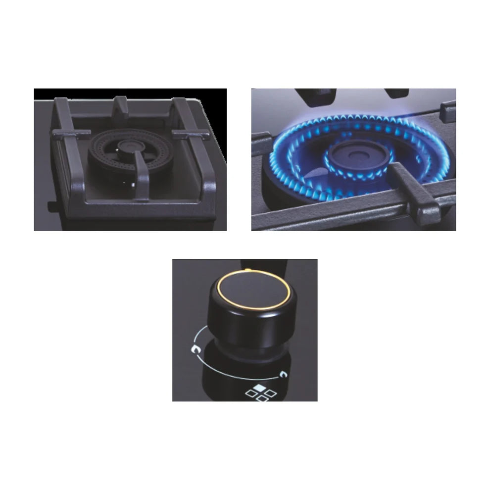 FLEXI DFS PRO AB 3B 75 DX Built in Gas Hob - Toughened Glass, Auto Ignition, Fully Sealed 3 Burners