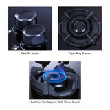 FLEXI HEXA 460 LOTUS IND HD 4 Brass Burners Toughened Glass, Auto Ignition Round Metalic knobs