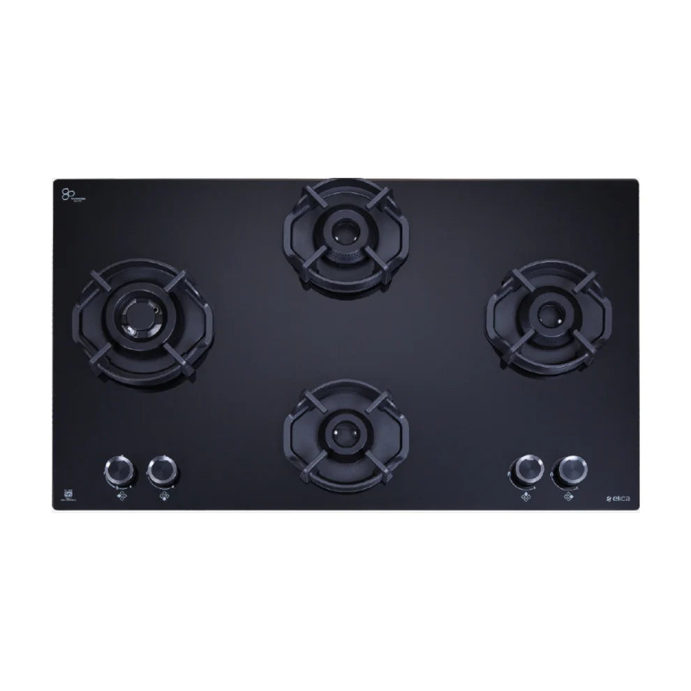 FLEXI HEXA 491 LOTUS IND HD 4 Brass Burners Toughened Glass, Auto Ignition Round Metalic knobs