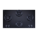 FLEXI HEXA 491 LOTUS IND HD 4 Brass Burners Toughened Glass, Auto Ignition Round Metalic knobs