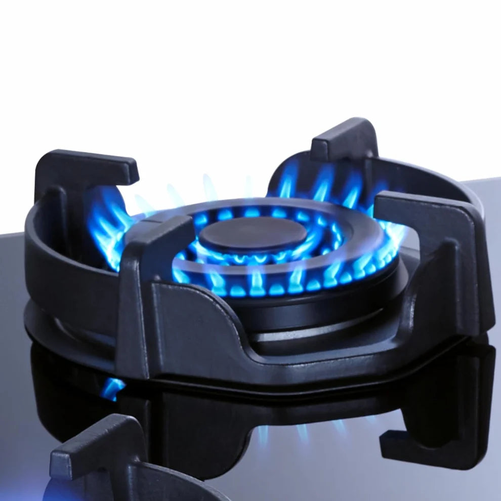 FLEXI HEXA 491 LOTUS IND HD 4 Brass Burners Toughened Glass, Auto Ignition Round Metalic knobs