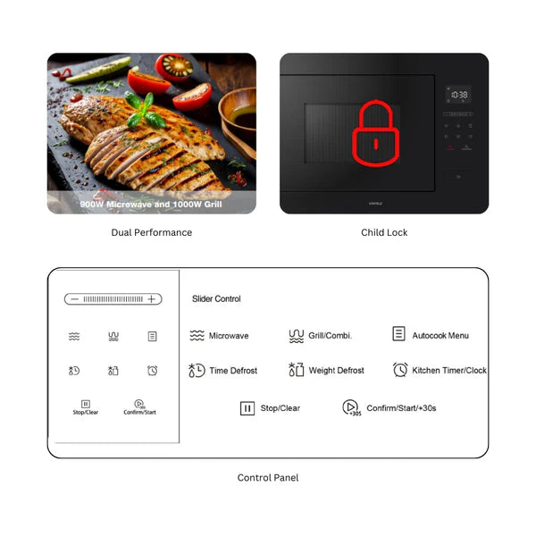 Enzo Built-In Microwave Oven – 28L, Grill Function, 21 Auto Cook Programs, Touch Control, 538.31.590