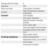 J70 BIO PLUS Built-In Oven – 70L, 10 Functions, Infrared Grill & Rotisserie, Touch Control, 538.01.321