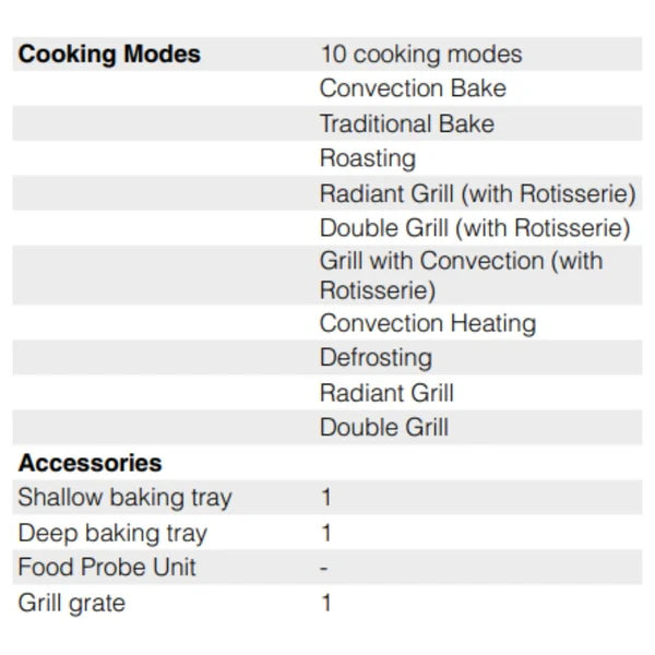 J70 BIO PLUS Built-In Oven – 70L, 10 Functions, Infrared Grill & Rotisserie, Touch Control, 538.01.321