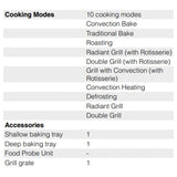 J70 BIO PLUS Built-In Oven – 70L, 10 Functions, Infrared Grill & Rotisserie, Touch Control, 538.01.321