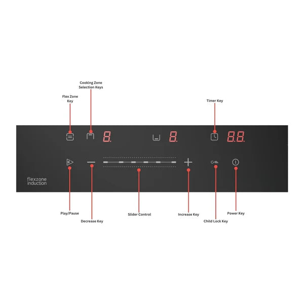 Nero 30 – 30 cm Built-in 2 Zone Induction Hob with Flex Zone, Premium Glass, 3500W - 538.66.660
