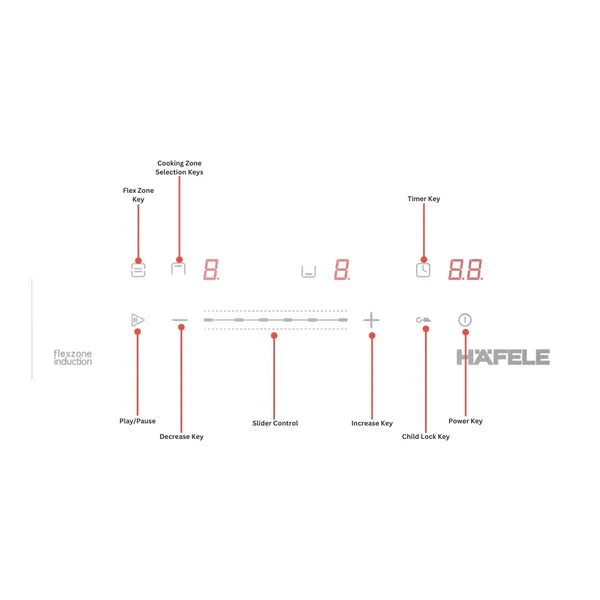 Hafele Nero 60 – 60 cm Built-in 4 Zone Induction Hob with Flex Zones, Booster, Premium Glass, 3500W - 538.66.681