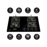 Crompton HOB-OPFB604TI-MBL-Built-InGasHob 4 Burner Hob Optime Series 60 cm 