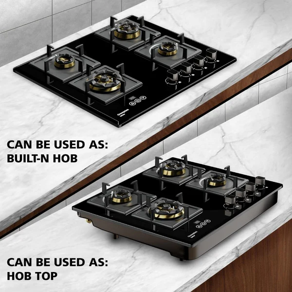 Crompton HOB-OPFB604TI-MBL-Built-InGasHob 4 Burner Hob Optime Series 60 cm 