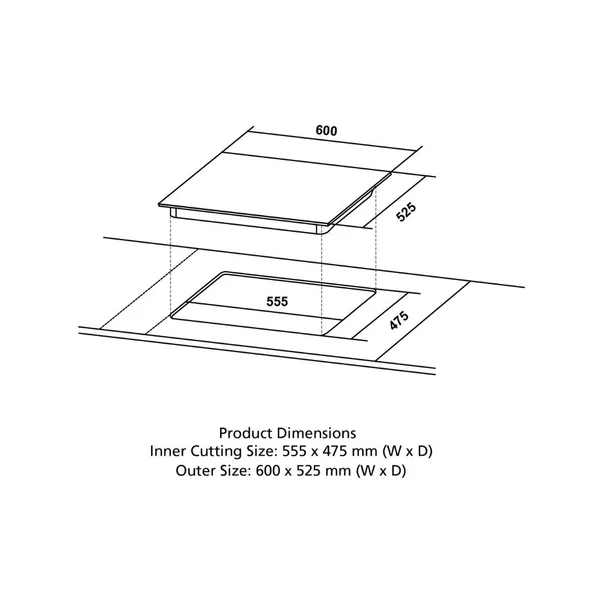 Crompton HOB-OPFB604TI-MBL-Built-InGasHob 4 Burner Hob Optime Series 60 cm 