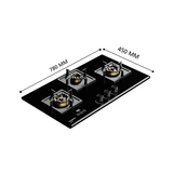 Crompton 78 cm 3 Burner Hob Optime Series HOB-OPFB783TI-MBL-Built-InGasHob