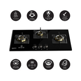 Crompton 78 cm 3 Burner Hob Optime Series HOB-OPFB783TI-MBL-Built-InGasHob