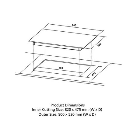 Crompton HOB-OPFB905TI-MBL-Built-InGasHob 4 Burner Hob Optime Series 90 cm 