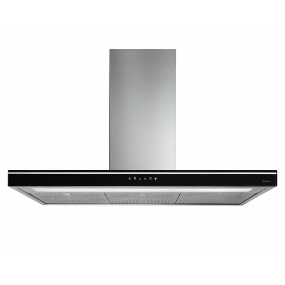 Luce Island 90 Cooker Hood 800 m³/hr Stainless Steel Black Glass (537.81.653)