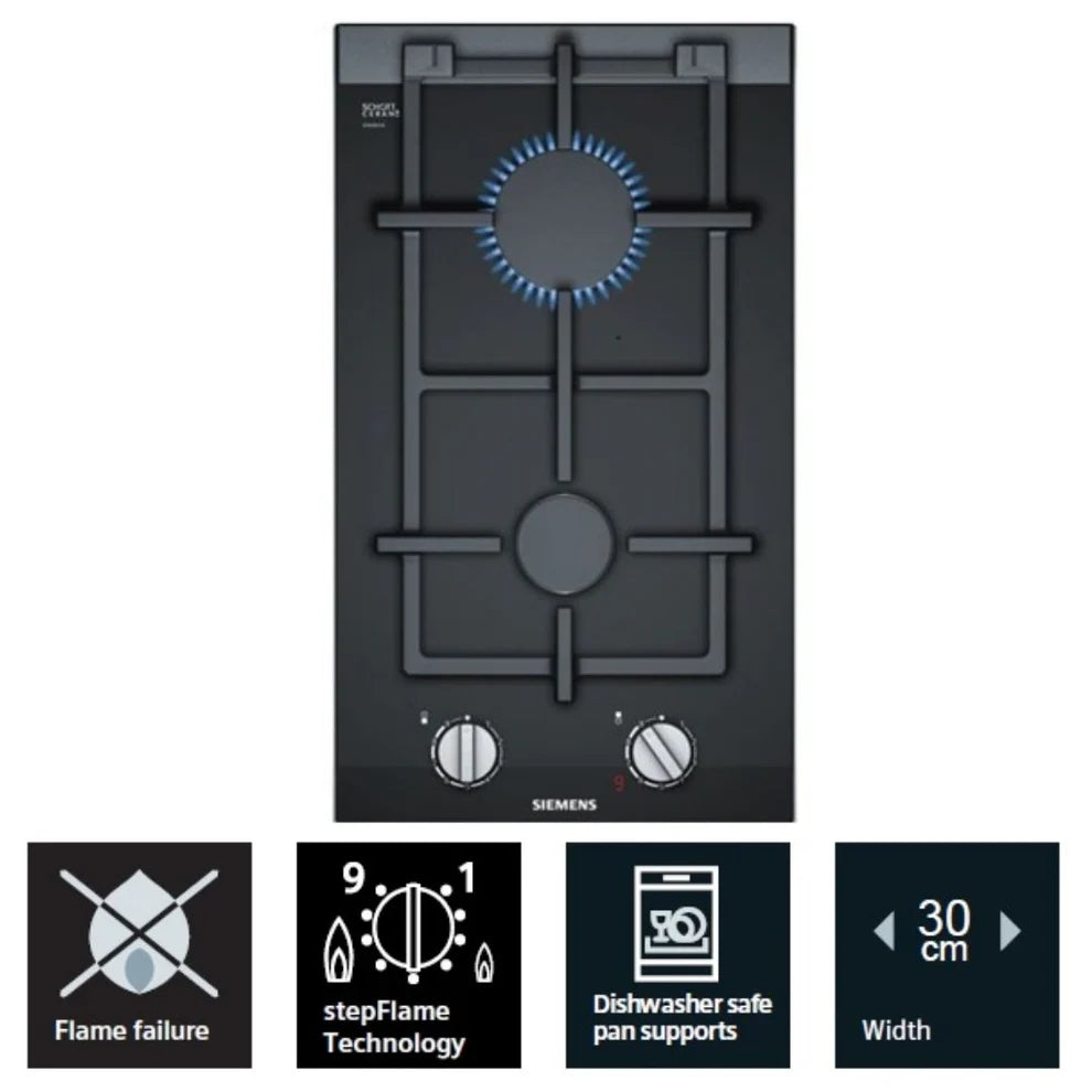 iQ700 Domino Gas hob 30 cm Ceramic, Black ER3A6BD70I