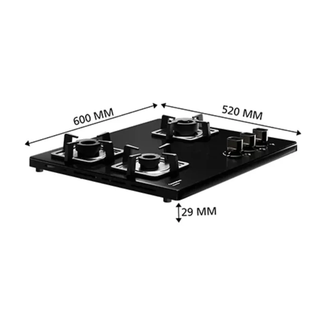 Crompton TAB-SUHB603-MBL-Tablet Hob 60 cm 3 Burner Cooktop