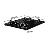 Crompton TAB-SUHB603-MBL-Tablet Hob 60 cm 3 Burner Cooktop