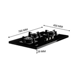 Crompton TAB-SUHB783-MBL-Tablet Hob 78 cm 3 Burner Cooktop Superslim