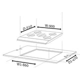 Glen 5 Burner Built-in Glass Hob 1095 SQ INBB TR FFD (Flame Failure Device)