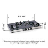 Glen 4 Burner Glass LPG Cooktop 1044 GT XL (Auto Ignition)