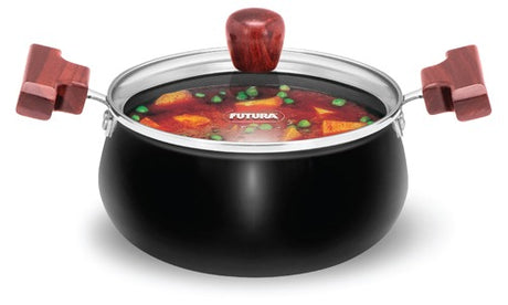 Futura Cook-n-Serve 2 Litre Black with Glass Lid Handi (ACH20G)