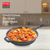 Prestige Cast Iron Scratch Resistant Gas and Induction Compatible Fry Pan, 25cm (Black) 30559