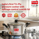 Prestige Flip-On Tri-Ply Stainless Steel Pressure Cooker 3 L 180M With Glass Lid 20711
