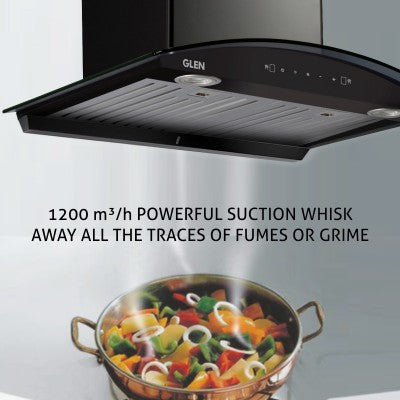 Glen 6066 Auto Clean Chimney Black Motion Sensor AC 90 cm 1200 m3h