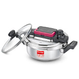 PRESTIGE FLIP-ON TRI-PLY STAINLESS STEEL PRESSURE COOKER 3 L 220m WITH GLASS L|D  20708