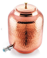 Pipal Hammered Copper Matka Water Dispenser, 11 Ltr