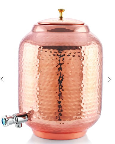 Pipal Hammered Copper Matka Water Dispenser, 11 Ltr