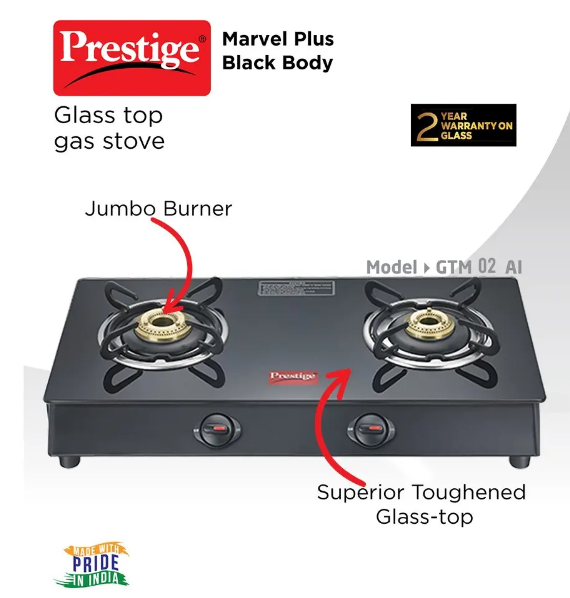 Prestige Marvel Plus Black GTM 02 B Gas Stove