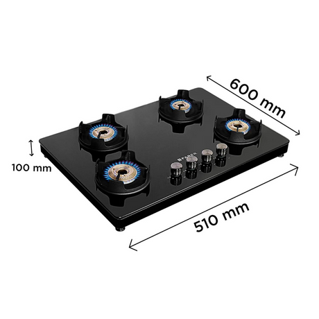 
Faber NiOS DLX 754 BB BK Glass Cooktop with Manual Gas Stove MS POWDER COATED Finish (4 Burners)