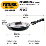 Hawkins - AF18S  Futura Hard Anodised Frying Pan with Steel Lid, 25Cm & Hawkins - ATP1 Futura Hard Anodised Tadka S pice Heating Pan 2 Cup, 480Ml /3.25Mm Thick