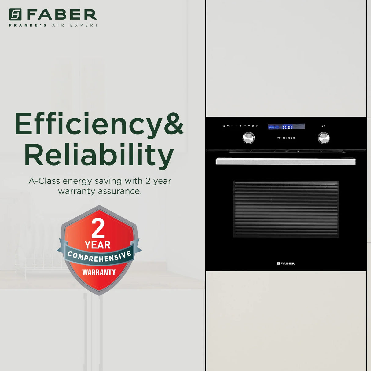 FBIO 75L 9F BK Built-In Oven with 9 Cooking Functions & 3D Hot Air Circulation