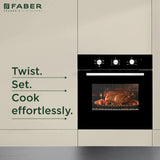 FBIO 80L 5F BK Built-In Electric Oven with 5 Cooking Functions & Black Glass Finish