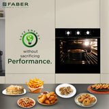 FBIO 80L 5F BK Built-In Electric Oven with 5 Cooking Functions & Black Glass Finish