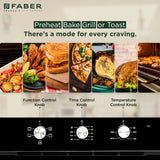 FBIO 80L 5F BK Built-In Electric Oven with 5 Cooking Functions & Black Glass Finish