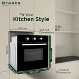 FBIO 80L 5F BK Built-In Electric Oven with 5 Cooking Functions & Black Glass Finish