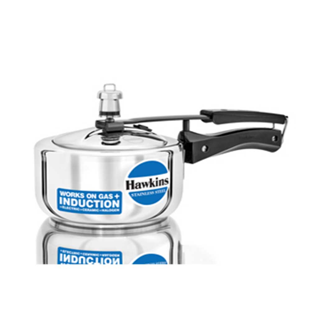 Hawkins Stainless Steel Pressure Cooker 1.5 Ltr.: HSS 15 with Hawkins Genuine 2 Gasket & 2 Safety Valve