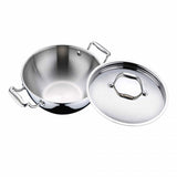 Bergner Argent Triply Stainless Steel Kadai with Lid 22 Cm 2 Ltr (BG-6349)