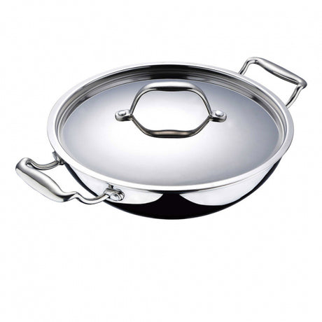 Bergner Argent Triply Stainless Steel Kadai with Lid 22 Cm 2 Ltr (BG-6349)