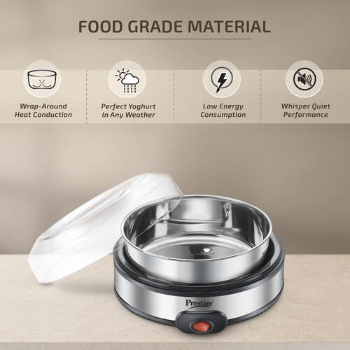 PYM 02 Electric Yoghurt Maker with Storage Lid | Stainless Steel Inner Pot| Low Energy Consumption| 360 Degree Uniform Heating