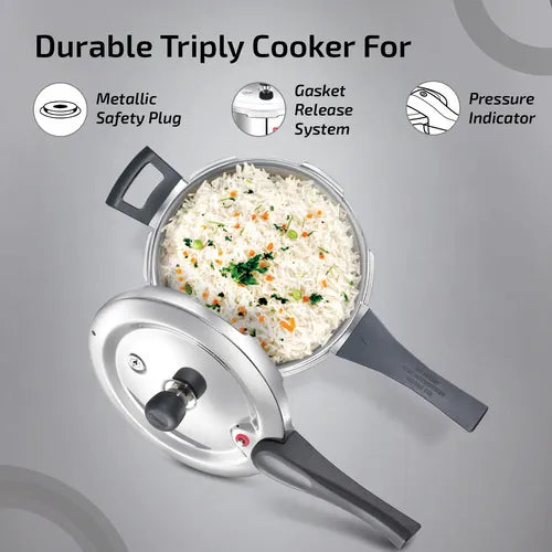 Prestige Tri-Ply Svachh Outer Lid Pressure Cooker Combi Pack 20733