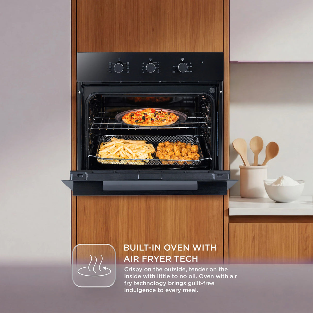 Built-in Air Fryer Oven 60L with Convection Fan 3 Knob Control (BO662AF)