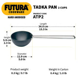 Hawkins - AF18S  Futura Hard Anodised Frying Pan with Steel Lid, 25Cm & Hawkins - ATP1 Futura Hard Anodised Tadka S pice Heating Pan 2 Cup, 480Ml /3.25Mm Thick